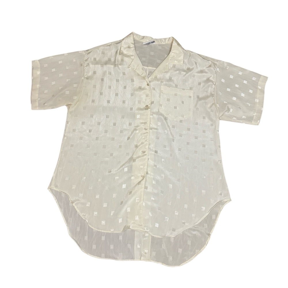 Laura Mae cream checkered button up blouse